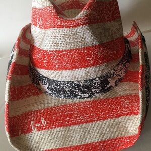 Peter Grimm Red and White Striped Cowboy Hat